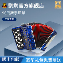 鹦鹉牌 YW-663 手风琴69键96BS成人初学考级专业演奏乐器巴扬琴初学者厂家直接发货 蓝色B系统