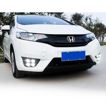 美克杰 14-18 20款飞度日行灯 飞度改装雾灯总成带转向LED日间行车灯GK5大灯 四眼款 飞度日行灯 白光一对价