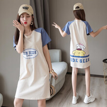 瑞彼丽 孕妇哺乳衣服外出夏装时尚百搭大码宽松潮妈中长款160斤可穿的t恤产后月子母乳期喂奶上衣 杏色【侧边掀开哺乳】 XL