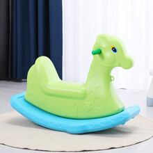 加厚摇摇马儿童玩具婴幼儿两用车小木马宝宝一周岁生日礼物溜溜车 双色鹿（绿蓝）