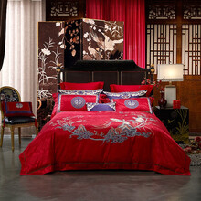 LOVO乐蜗罗莱生活旗下品牌床上用品提花绣花凤求凰结婚十件套床品婚庆 VT6874凤求凰床品十件套 220*240cm
