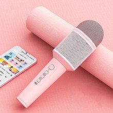 健丝美话筒音响一体麦克风全民K歌神器声卡手机无线蓝牙唱歌儿童电视宝宝ktv卡拉OK直播专用小巨蛋RM 萌趣黄「毛绒套装」【降噪/防喷/更高颜值】