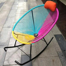 庭院休闲摇椅室内藤编椅子儿童椅成人阳台懒人椅彩色摇椅躺椅艺术 小蛮熊 彩色摇椅(含配头枕) 头枕颜色随机