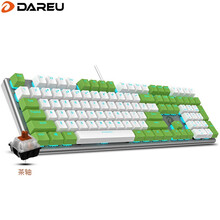 达尔优（dareu）机械师合金版 机械键盘 有线键盘108键双色单光 电脑键盘 电竞游戏 家用办公 白绿色 茶轴