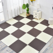 2件打9折 明德泡沫地垫 纯色宝宝防滑保护爬行垫拼接 树叶纹婴儿爬爬垫60*60 米色+咖啡色 树叶纹60*60*1.2cm 【8片+边条】