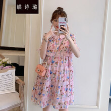 蝶诗璐 孕妇装夏装时尚小清新雪纺碎花中长款大码孕妇连衣裙潮孕妈装 图片色 M