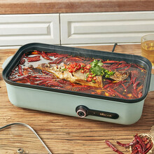 小熊（Bear）电火锅家用多功能料理锅 电烧烤炉网红烤肉盘不粘煎烤涮一体电热煮锅 4L