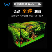 北京水世界至纯超白玻璃鱼缸南美草缸雨林海水缸鱼缸底柜DIY定制工厂 40x40x40 (6mm)金晶超白（五线）