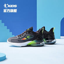 乔丹儿童童鞋男童鞋2021夏季新款气垫减震透气网面跑鞋运动鞋鞋子 黑色/煤灰色 37