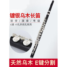 乌木长笛乐器通用考级演奏17孔开孔B尾 C调 镀银乌木管体定制款