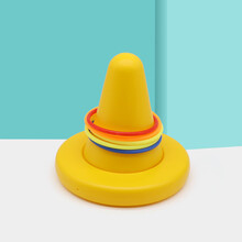 贝琪雅独脚凳独角椅子儿童小孩幼儿园大陀螺感统训练器平衡墩玩具材独角凳室内平衡训练道具专注力前庭训练 黄色独脚凳+5个套圈 大小