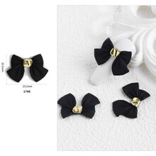 精沐美甲日系飘带蝴蝶结饰品立体雕花白色蝴蝶结合金钻金色蝴蝶银色猫眼蝴蝶白钻猫眼石蝴蝶美甲饰品 2只蝴蝶结（大号黑色）