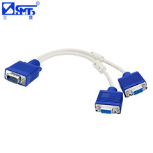三堡（SMT) VGA一分二连接线 vga1分2分屏线 电脑一拖二显示器投影仪同屏线 视频传输线分屏同显 SV-221LM