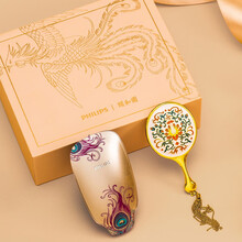 【国风礼盒礼物】飞利浦中国风负离子美发梳 莹亮负离子除静电养护发 舒适梳齿垫按摩造型梳小巧便携 金绸绣凤【颐和园联名礼盒】