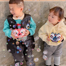 儿童玩具泡泡相机抖音同款泡泡儿童玩具泡泡相机带灯光音乐防漏螃蟹全自动电动男孩女孩吹泡泡玩具醒狮泡泡枪 黄色醒狮泡泡机+背带2瓶水3电池+20包液