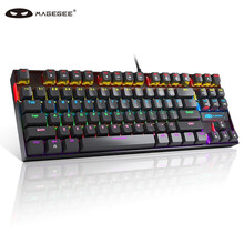 MageGee MK-STAR 电竞吃鸡游戏键盘 有线背光机械键盘 87键小型有线键盘 台式笔记本电脑键盘 黑色混光 青轴