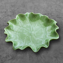 陶瓷变色茶宠摆件精品可养茶道创意荷花禅意茶台茶具配件茶玩 绿荷叶底座大号(宽13cm*2cm)