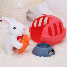 奥智嘉 儿童玩具电动毛绒玩具小兔子公仔玩偶带兔窝食槽 会走路会叫兔子仿真宠物狗玩具男女孩