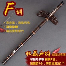 一节笛子紫竹横笛专业演奏C降E高档D大G成人A古风F调儿童初学竹笛定制 F调+全套配件