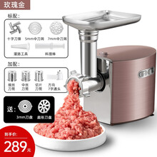 金正（NINTAUS）家用绞肉机灌肠机搅拌料理机绞馅绞蒜打肉碎肉不锈钢电动搅肉机商用多用切菜切丝 升级款玫瑰金加配