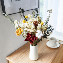 氧颜 ins干花真花束风干天然尤加利叶轻奢放客厅的摆设桌家居装饰摆件 Y03+圆白瓶 干花包