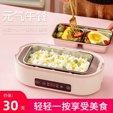 壶福电热饭盒双层不锈钢蒸煮可插电保温上班族便携式热饭器加热饭盒电热饭盒便当盒预约定时 田园绿电热饭盒（带分隔）【一键智能+双内胆+赠品】
