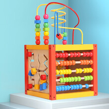 木玩世家 儿童男女孩婴幼儿宝宝1-2-3周岁益智早教多功能敲击串绕珠百宝箱六面玩具盒生日礼物 百宝箱（中号）