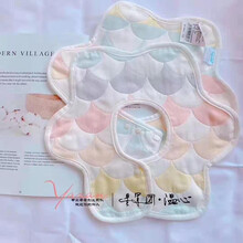 雅赞（YAZAN）宝宝花瓣围嘴婴儿纯棉纱布360度旋转口水巾 6层枫林 花瓣围嘴