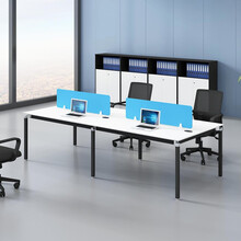 金经金属办公家具员工办公桌椅现代简约屏风工位职员电脑桌组合带桌屏四人位钢架办公桌/暖白色
