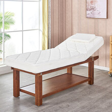 鑫钢堡 实木美容床按摩床加厚加宽折叠理疗床家用乳胶理疗艾灸纹绣护理床 白乳胶垫190-80棕实木架全托