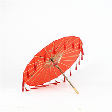 曲漾 舞蹈笛子萧演出儿童影楼古装摄影竹笛古风cos长箫道具汉服伞 红色伞加流苏