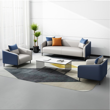 冠仕办公室沙发商务会客区洽谈接待室简约办公商用会议室沙发茶几组合套装 深蓝+浅灰 色卡一块定制颜色