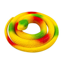 儿童仿真蛇眼镜蛇橡胶蛇恶搞整蛊道具男孩软胶假蛇动物模型多条套装 黄色圆头蛇-65cm