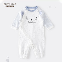 babylove娃爱的蓓蓓婴儿连体衣纯棉长袖打底3-6个月初生宝宝春秋款新生儿爬服哈衣秋季四季款 天空蓝 73