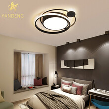 超市	晏灯 吸顶灯led卧室灯个性创意现代简约北欧轻奢主卧次卧书房儿童房三色变光大气圆形灯具灯饰 46*5cm三色调光（适用8-15平）限时秒杀价