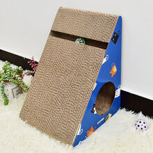 猫抓板磨爪器瓦楞纸猫沙发猫抓垫猫爪板猫咪玩具猫玩具宠物用品 蓝色三角形(+猫薄荷)
