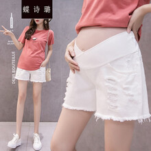 蝶诗璐 孕妇牛仔短裤孕妇裤子外穿薄款打底裤孕妇短裤女夏季时尚外穿孕妇夏装孕妈装 白色 M