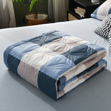 多兰诗 水洗棉夏凉被 亲肤柔软空调被 夏天薄被子宿舍双人夏被 蓝格 150*200cm
