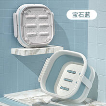 侨源 折叠洗脚桶洗脚盆按摩泡脚桶加厚足浴盆便携式家用洗脚神器折叠桶 宝石蓝(加厚大号)带按摩 (无盖)+搓脚器+30包足浴包