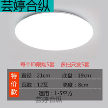 全白LED吸顶灯客厅卧室餐厅阳台走道简约现代圆形全白工程灯具 白光12瓦21cm(限购5个)