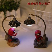 蜘蛛侠模型手办摆件1:2全身雕像玩具钢铁侠动漫英雄归来大比例复仇者联盟人偶电影周边 蜘蛛侠半蹲小夜灯