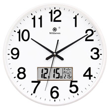 钟表挂钟客厅时尚创意个性时钟挂表简约家用静音电子石英钟挂墙上可第 【德国品牌机芯】白色日历 10英寸(直径25.5厘米)