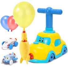 气球发射塔空气动力车气球车玩具儿童科学实验吹气幼儿园男孩益智 【黄色】气球车+飞天火箭+2小车+56个气球