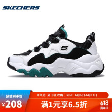 SKECHERS斯凯奇女鞋熊猫鞋复古增高老爹鞋女防滑休闲鞋运动鞋 12955/WGRN 白色/绿色 36