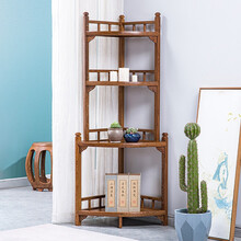 寻古红木家具非洲鸡翅木（学名：非洲崖豆木）转角架柜实木中式墙角置物架层架酒架茶架展示架茶水柜架子 单个B款转角架