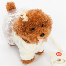 儿童玩具狗牵绳走路电动小狗毛绒会唱歌跳舞仿真泰迪狗音乐会叫机械狗男女孩礼物 泰迪小姐-米黄色 180首电池版+动嘴+学说话+下载