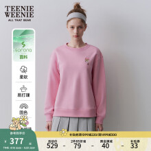 Teenie Weenie小熊女装2024春季新款日系简约圆领套头卫衣休闲上衣 粉色 160/S