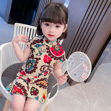 女童旗袍裙儿童连衣裙夏季新款中国风民族风唐装旗袍裙 图片色 130