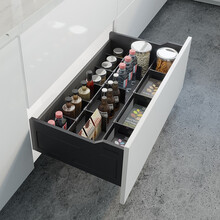 酷太厨房抽屉收纳式拉篮 厨房地柜碗篮调料篮 柜内置物收纳架不锈钢 全新升级加厚加固 静音阻尼 800柜体