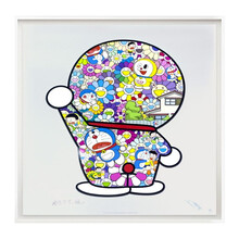 维格列艺术 村上隆 多啦A梦背面版画 现代潮玩卡通空间装饰家居搭配挂画 手工装裱 65*58cm